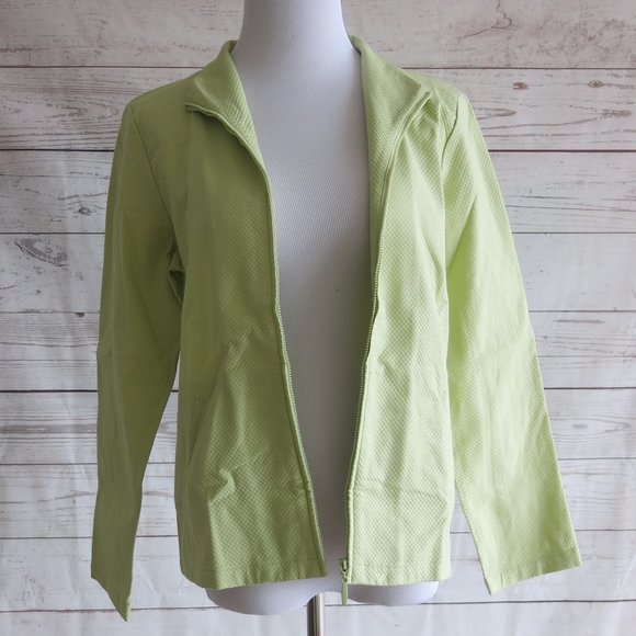 Eileen Fisher Full Zip Green Cardigan Sweater Jacket - Size Petite Medium - Picture 3 of 7